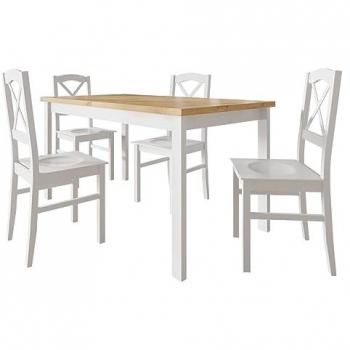 Conjunto de Comedor Victorville 281, Escandinavo, Blanco y Roble Artisan, 120x80x76cm, para 4 Personas