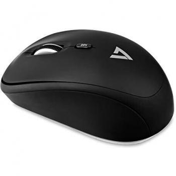 V7 MW100-1E Wireless Optical Mouse with 4 Buttons and Adjustable DPI - Black