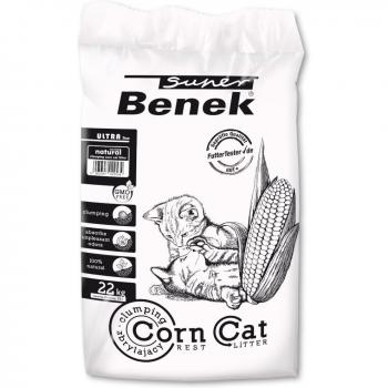 Arena de bentonita para gatos Super Benek Corn Cat Ultra Natural - 35 L (aprox. 22 kg)