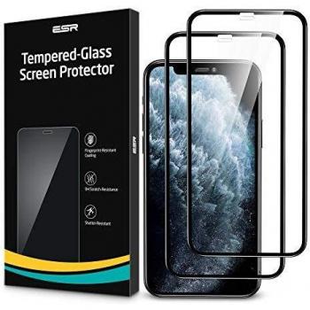 ESR Cristal Templado Cobertura Total para iPhone 11 Pro Protector de Pantalla,Protector de Pantalla iPhone XS.Bordes curvados 3D, Marco de instalación fácil.para iPhone 11 Pro,iPhone XS/X.2 Unidades.