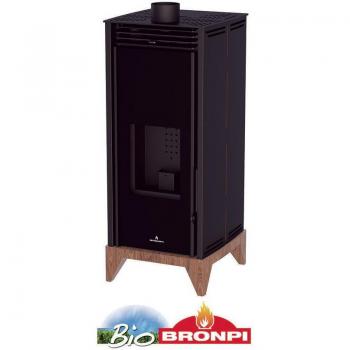 Estufa de Pellet 6 kW con Cristal Vision, Base de Madera, Sin Electricidad, Color Negro - Modelo FREE-6-V-NE