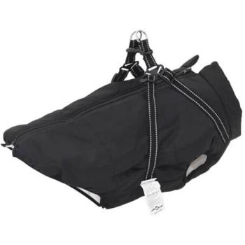 Abrigo para perro con arnés impermeable reflectante negro 6XL