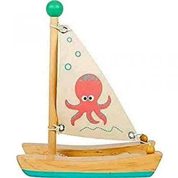 Small Foot Wooden Octopus Catamaran Water Toy for Kids 19 cm