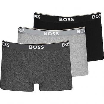 Bóxer BOSS Power Logo Pack de 3 unidades (gris, negro, gris oscuro) para hombre - Talla S