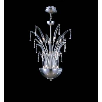 Lámpara colgante redonda Jasper 18 bombillas G4 cromo pulido/cristal no compatible con LED/CFL