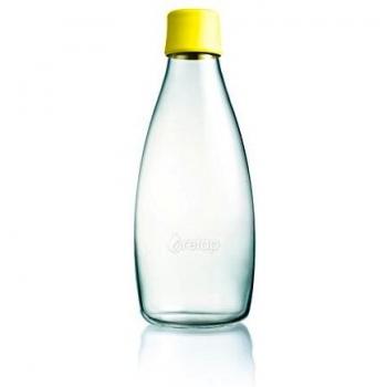 ApS Retap 0,8 litro Botella de Agua Grande Cristal de borosilicato, Amarillo