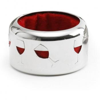 Anillo Antigoteo Vino Rojo Plateado
