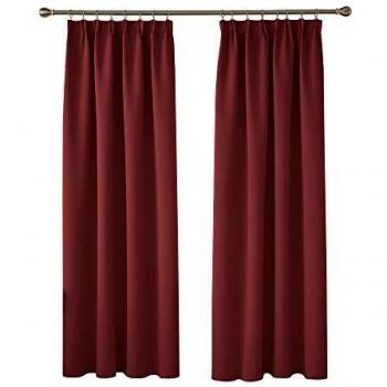 Deconovo Cortinas Dormitorio Moderno Fruncidas Blackout Curtain Suave para Ventanas de Habitación Juvenil con Bolsillos Juego de 2 Paneles 117 x 229 cm Rojo Oscuro