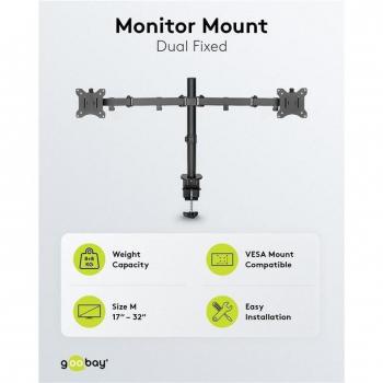 Soporte Doble para Monitores Goobay Flex - Ajuste Flexible, Compatible con Pantallas de 17 a 32, Carga Máxima 8kg, Montaje en Mesa