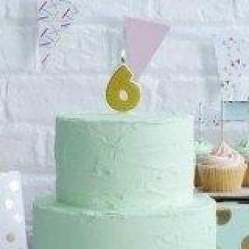 Ginger Ray Gold Glitter Número 6 Party Cake Candle Pick and Mix