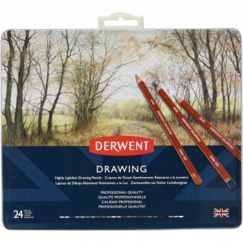 Lápices Derwent de Colores para Dibujar y Escribir, Set de 24, Ideal para Ilustrar y Detallar, Calidad Profesional, 0700672