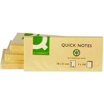 Q-Connect Notas autoadhesivas reposicionables, pack de 12 unidades, 38 x 51 mm, color amarillo
