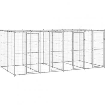 vidaXL Outdoor Dog Kennel Galvanised Steel with Roof 9.68 m²