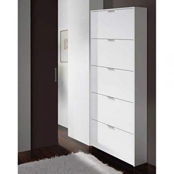 Zapatero de Melamina con 5 Compartimentos en Blanco Brillante Maelys