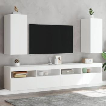 Muebles de TV de pared con luces LED 2 uds blanco 30,5x35x70 cm vidaXL