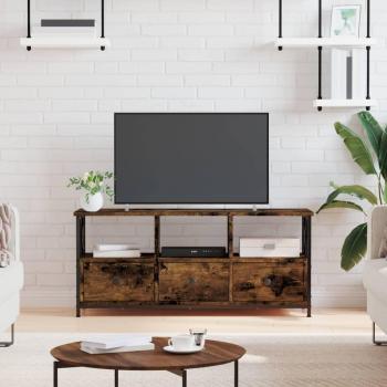 Mueble TV Humo Roble 102x33x45 cm Madera Multicapa y Hierro