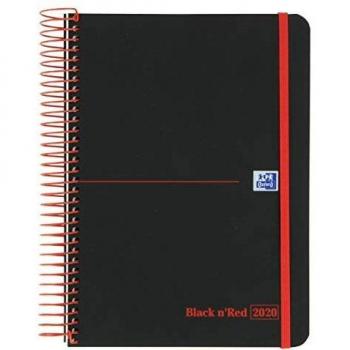 Oxford Agenda Anual Black n'Red A5 S/V Castellano, Espiral, Tapas Plástico
