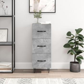 Aparador de madera contrachapada 34,5x34x90 cm en color gris hormigón, mueble de almacenaje para salón, buffet y armario auxiliar