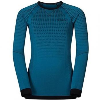 Odlo Evolution Warm-Camiseta de Manga Larga, Color Verde Azul, 116/128