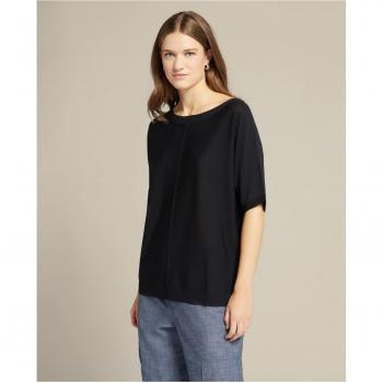 Camiseta de Punto Elena Mirò - Estiliza Figura, Mangas Cortas, Escote en Barco; Jersey de Mujer Elena Mirò - Tricot Fino, Mangas 3/4