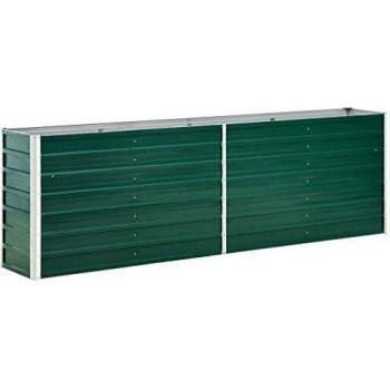 vidaXL Garden Raised Bed Galvanised Steel 240x40x77 cm Green