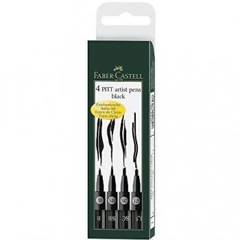 Faber-Castell Wallet of 4 PITT Artist Pens - Black