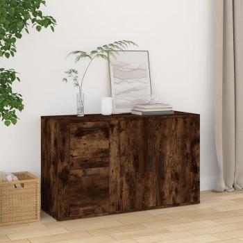 Aparador de madera contrachapada 100x33x59,5 cm en roble ahumado, mueble de almacenaje para salón, buffet, armario auxiliar y armario de almacenamiento