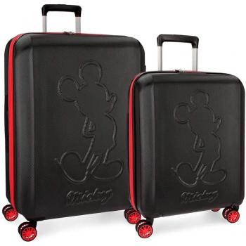 Disney Mickey Colored Juego de maletas Negro 55/70 cms Rígida ABS Cierre TSA 115L 4 ruedas dobles Extensible Equipaje de Mano