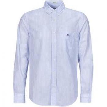 Gant Men's Long Sleeve Regular Fit Blue Striped Poplin Shirt