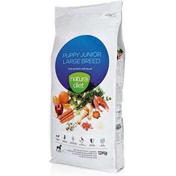 Natura Diet Puppy Junior Large Breed - Alimento seco con pollo para cachorros de rasa grandes 18-24 meses, 12 kg