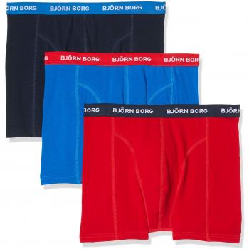 Contrast Elastic Cotton Stretch Boxers - 3-Pack (Blue, Size S)