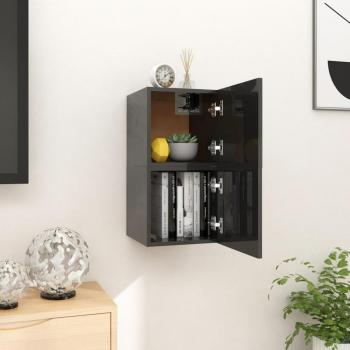Mueble de TV de pared vidaXL, set de 2 unidades, dimensiones 30,5x30x30 cm, color negro con brillo