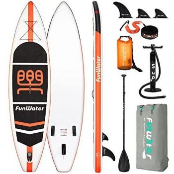 FunWater Tabla de Stand Up Paddle Hinchable 335x84x15 cm Accesorios Completos Paleta Ajustable, Bomba, Mochila de Viaje ISUP, Plomo, Bolsa Impermeable de 10 L, Capacidad de Carga de hasta 150 kg
