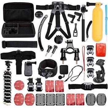 Gizcam Kit de Accesorios Deportivos 21 in 1 para Cámaras Deportivas GoPro Hero 4/3 y Sjcam Serie Selfie Palo Bolsa de Almacenamiento Banda de Casco