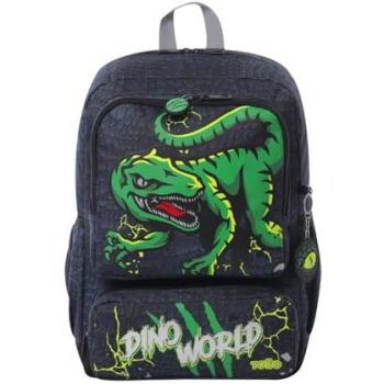 Mochila TOTTO Rex Dino Raptors M - Morral con diseño de dinosaurios, compartimentos múltiples, material resistente al agua, correas ajustables y respaldo acolchado