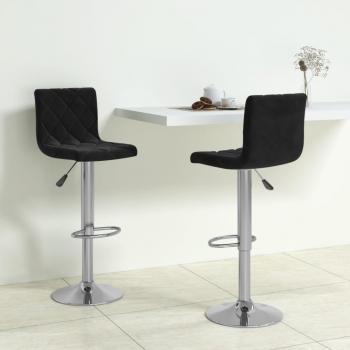 Taburetes de Bar de Terciopelo Negro - Set de 2 Piezas, Diseño Elegante, Asiento Acolchado, Estructura Resistente, Altura Ajustable