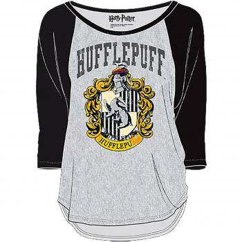 damas Harry Potter longsleeve cresta de Hufflepuff el negro a gris - S