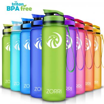 ZORRI Botella de Agua Deportiva- 1l/1.2 Litro/800ml/ 600ml- Tritan Sin BPA & Reutilizable Ecológico Plástico con Filtro para Niños,Apertura con un Solo botón-Cámping,Senderismo,Viajes,Oficina,Colegio