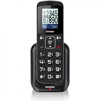 Teléfono Celular Brondi Amico Home 1.77 Dual SIM Táctil Grande con Botón SOS y Bluetooth, Color Negro