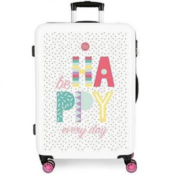 Enso Be Happy Maleta Mediana Rosa 45x68x26 cms Rígida ABS Cierre combinación 70L 3,7Kgs 4 Ruedas Dobles