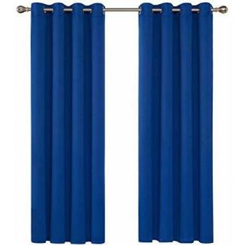 Deconovo Cortinas Opacas de Salon con Aislamiento Térmico para Sala de Estar Oficina Hotel Ventanas con Ollaos 2 Paneles 132 x 214 cm Azul Oscuro