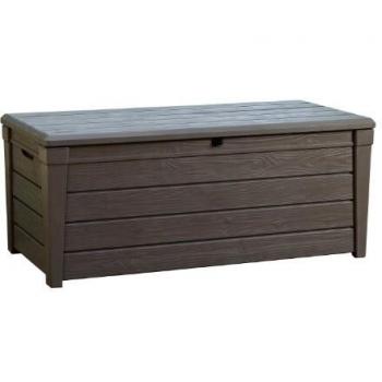 Baúl de Almacenamiento Exterior Brightwood 454L en Resina Marrón, Efecto Madera, Resistente a Intemperies
