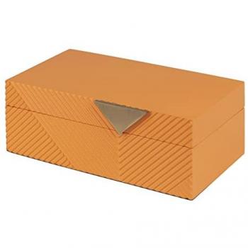 Caja de Almacenaje Elegante Adda Home de Resina y Metal 22x13x8,5 Cm - Naranja/Dorado