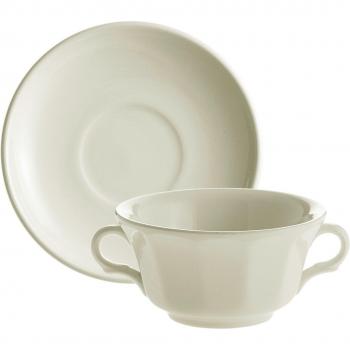 Taza de consomé con plato Ocahavada Blanca La Cartuja de Sevilla