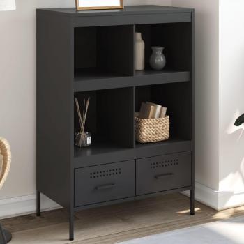 Aparador de acero laminado en frío negro 68x39x101,5 cm