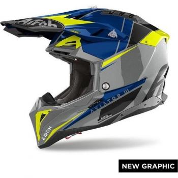 Airoh Casco de Cross Aviator 3 Push Azul Gloss XXL