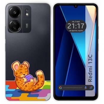 Funda Silicona Transparente Leopardo para Xiaomi Redmi 13C