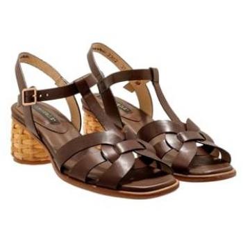 Sandalias de piel con tacón Neosens S3302 Malvasia marrón para mujer