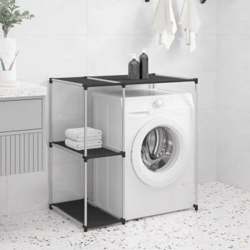Estantería sobre lavadora de hierro negro 87x55x90,5 cm, color crema y gris, almacenamiento auxiliar para baño
