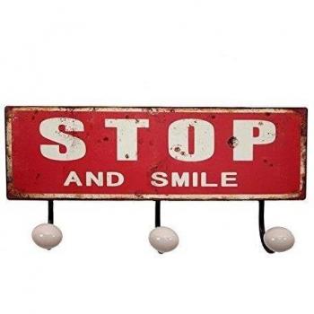Pide X esa Boca HF454 - Perchero de Pared Stop And Smile 3 ganchos color Rojo